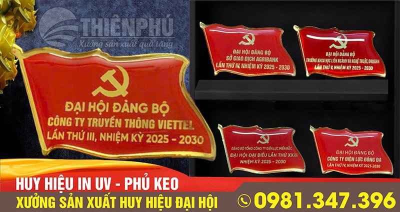 Huy hiệu đại hội đảng in UV
